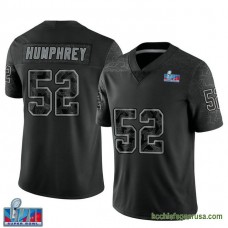 Mens Kansas City Chiefs Creed Humphrey Black Game Reflective Super Bowl Lvii Patch Kcc216 Jersey C685